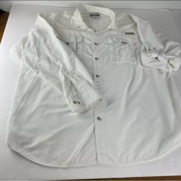 Columbia PFG Mens X Large White Long Sleeve Button Down Shirt Fishing Hiking - Picture 1 of 6
